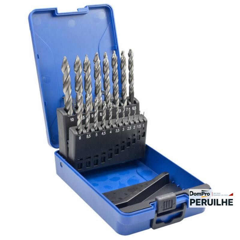 Coffret 19 forets HSS pointe étagée 1-10 mm | Peruilhe