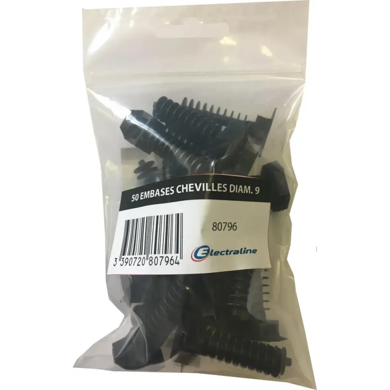 Embases chevilles Ø9 noir par 50 | Peruilhe