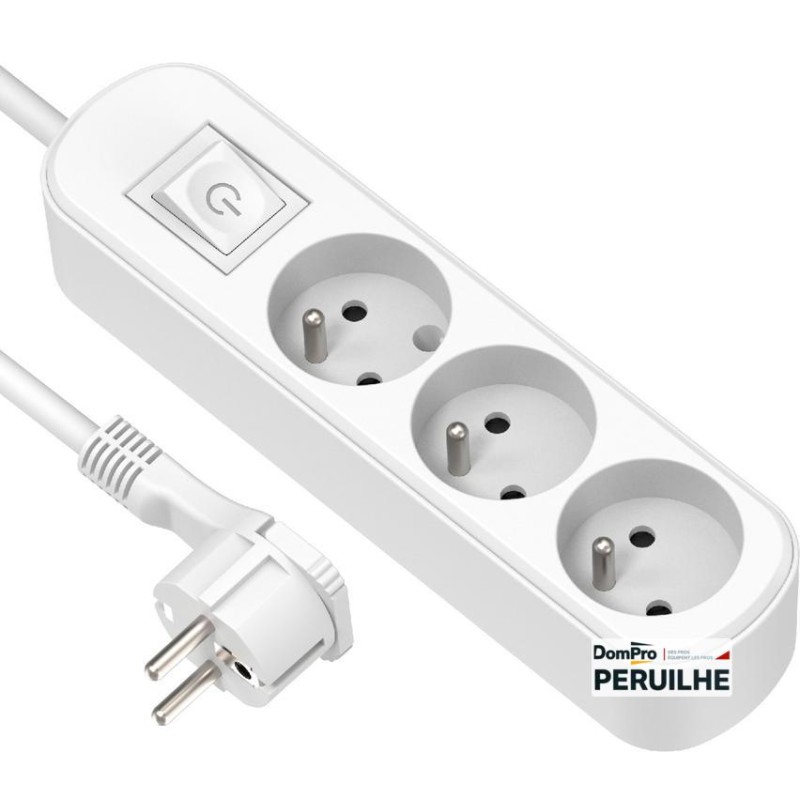 Electraline 32040 Bloc 3 prises 1,5 m blanc | Peruilhe