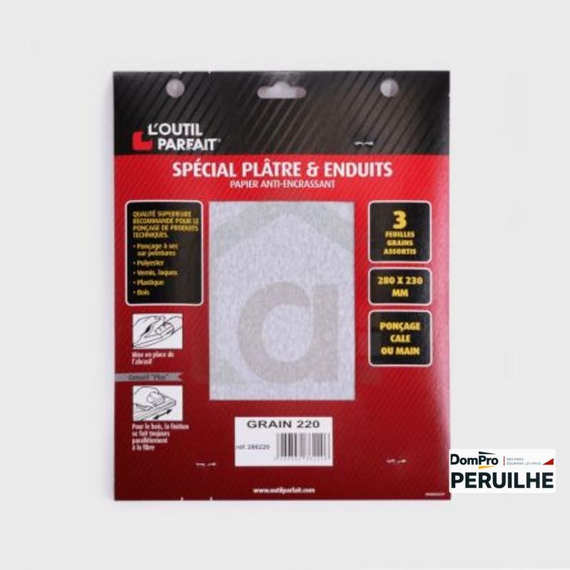 Abrasif plâtre et enduits 3 feuilles | Peruilhe