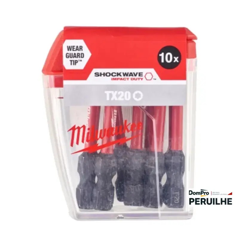 Boîte 10 embouts TX20 Shockwave 50mm Milwaukee | Peruilhe