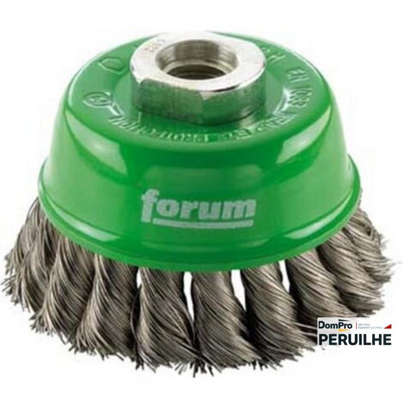 Brosse boisseau torsadée inox Ø65 mm M14 | Peruilhe