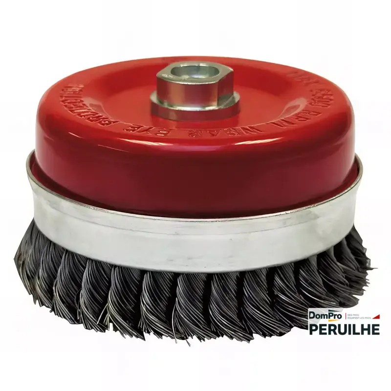 Brosse boisseau torsadée INOX Ø80 mm M14 | Peruilhe