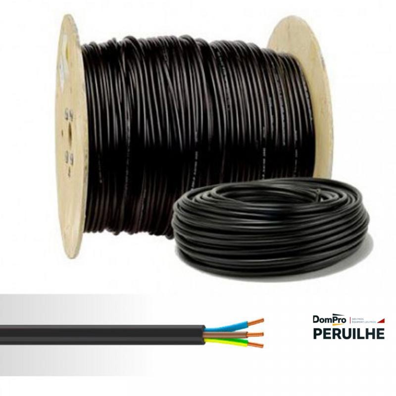 Câble électrique rigide U-1000 R2V 2x1,5mm² noir | Peruilhe